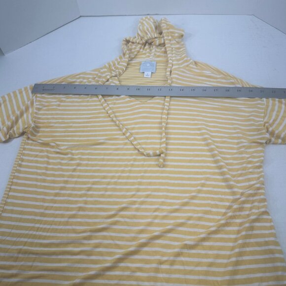Sunday Women's Size Small Top Hoodie Striped Yellow White Preowned - Picture 7 of 14
